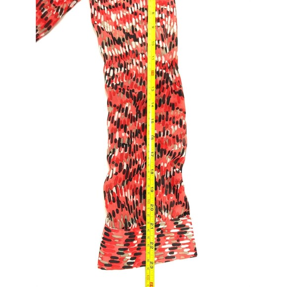 KUT from the Kloth Womens XS Sheer Red 3/4 Long Sleeve V Neck Button Down Blouse - Picture 9 of 9